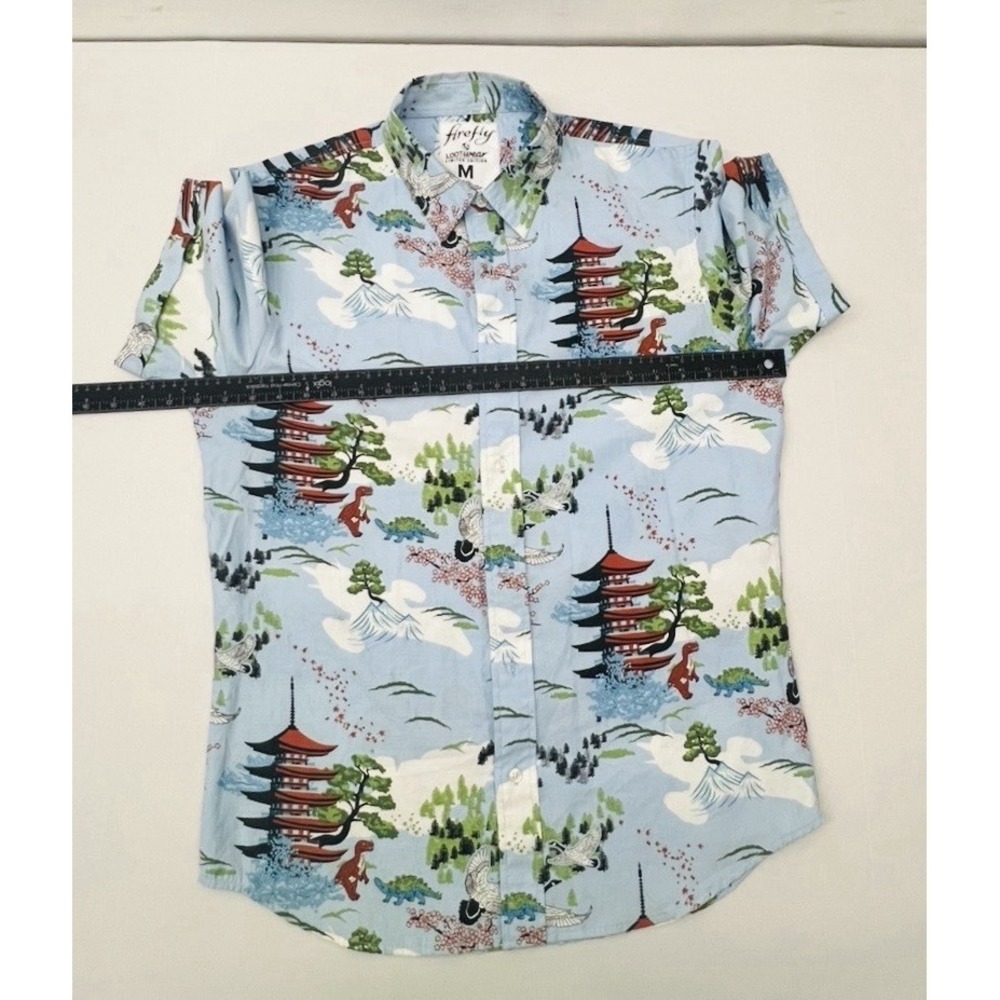 Firefly Lootwear Shirt Mens Medium Japanese Hawaiian Dinosaurs Pagoda Nature - Picture 6 of 11
